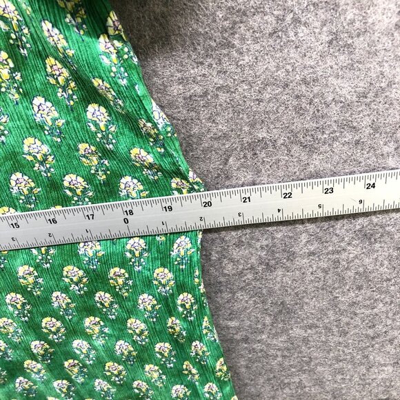 Zara Maxi Dress Womens XS Green Boho Print Ruffle Short Sleeve V-Neck Relaxed - Picture 8 of 10